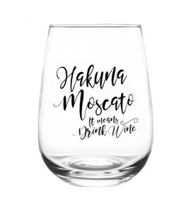 Hakuna Moscato Stemless Wine Glass - 17 oz - CASE OF 24