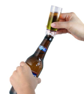 BEER BOTTLE TOPPER SHOT GLASS - 2 OUNCE